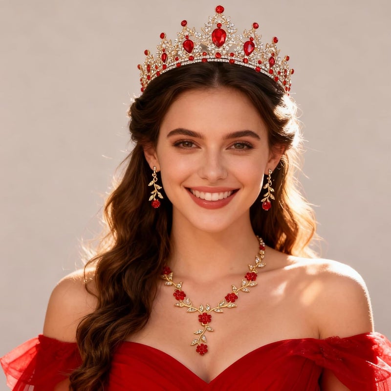 Kamirola Tiaras and Crowns for Women,Tiaras Earrings Necklace, Crystal Bridal Jewelry Set, Costume Party Halloween Prom Pageant Jewelry for Women(TR45) - Image 5